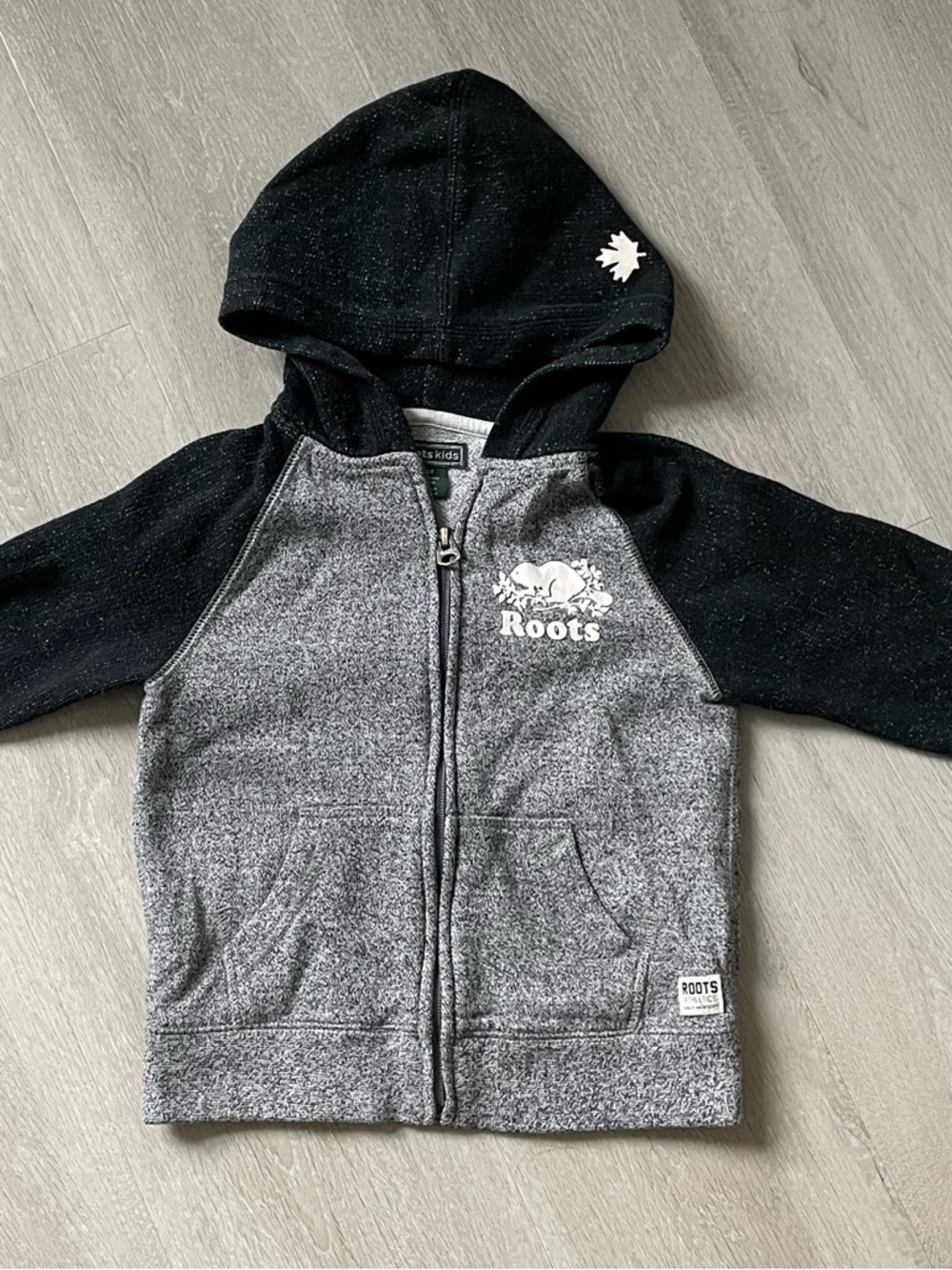 Roots Kids Two-Tone Black & Gray Zip-Up Hoodie